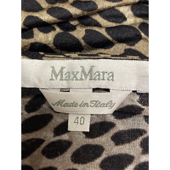 Max Mara Women's Brown Leopard VNeck Wrap Front Dress Size 40 Medium Italy - Picture 8 of 10